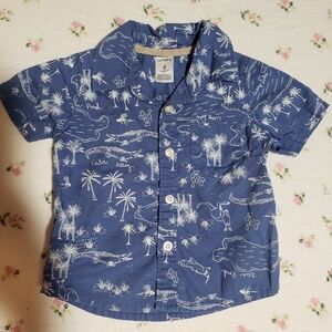 Carter's Navy Shirt with White Tropical Print
